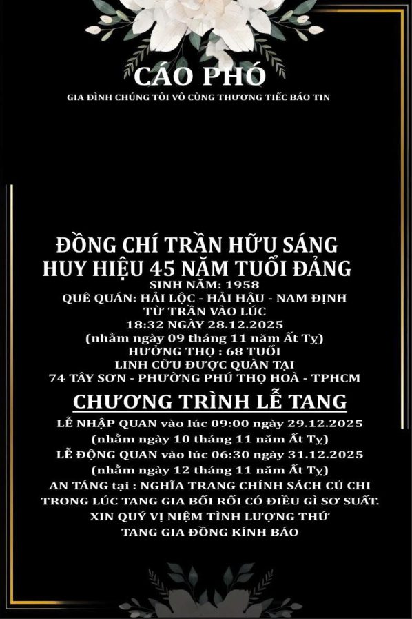 Cáo phó thiết kế theo yêu cầu CPYC02