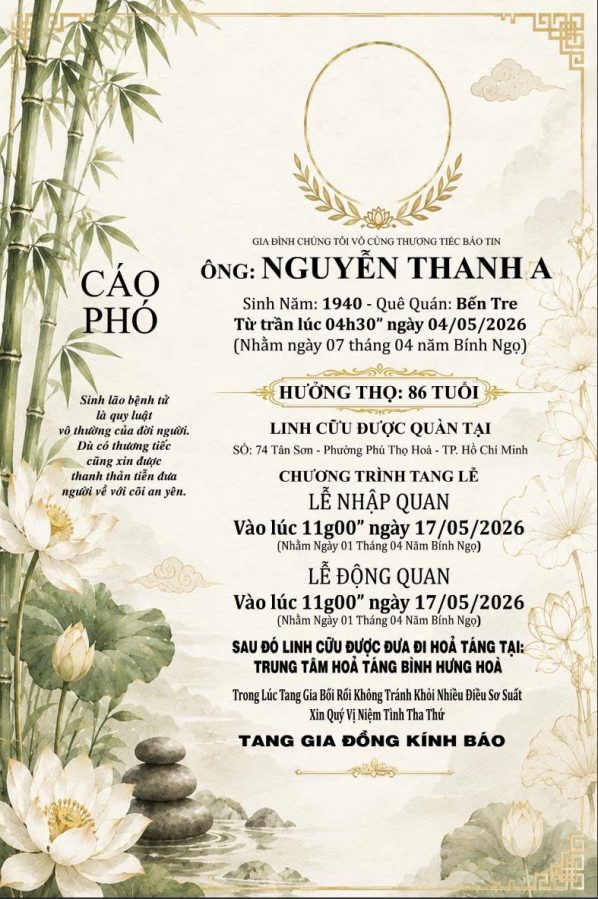Cáo phó thiết kế theo yêu cầu CPYC17