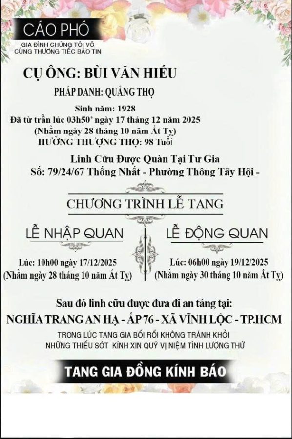 Cáo phó thiết kế theo yêu cầu CPYC24