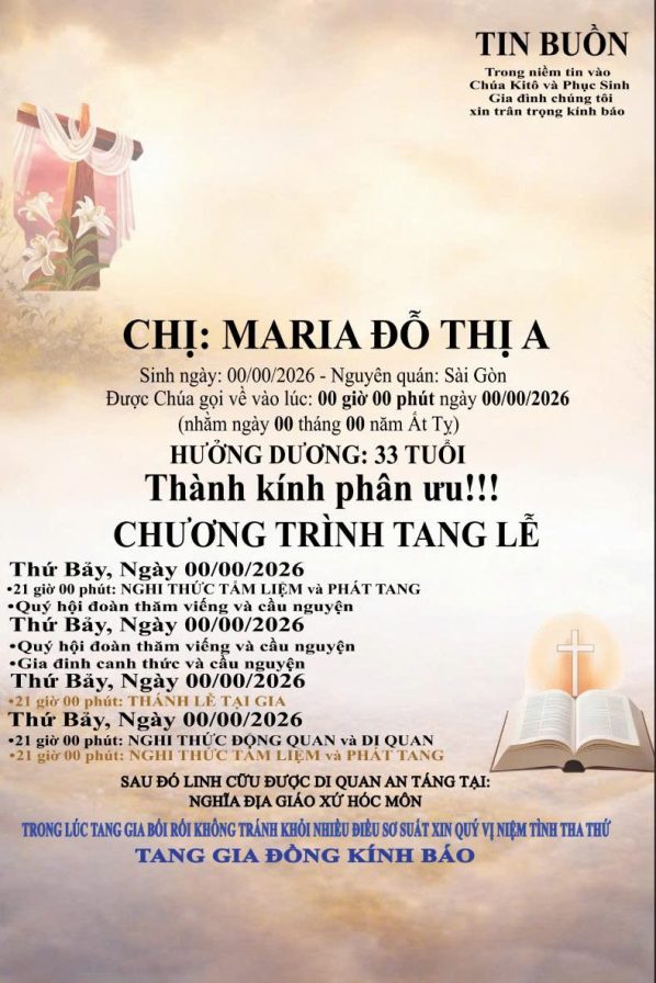 Cáo phó đạo công giáo CP13P