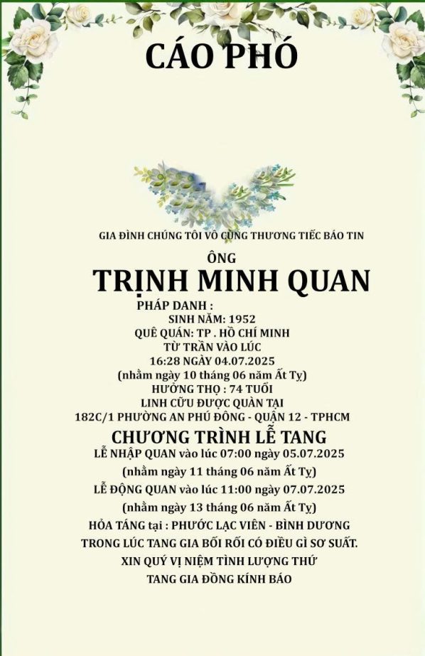 Cáo phó thiết kế theo yêu cầu CPYC35