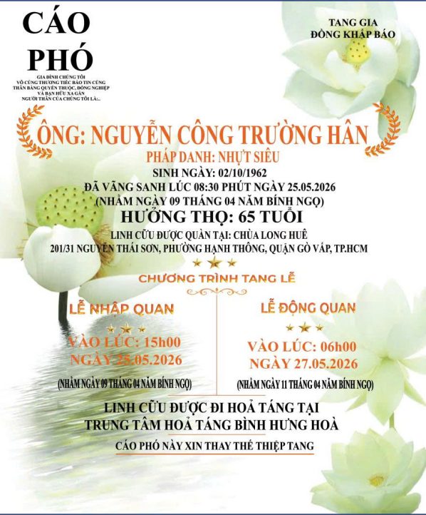 Cáo phó thiết kế theo yêu cầu CPYC18