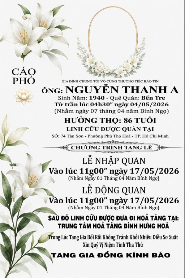 Cáo phó thiết kế theo yêu cầu CPYC06