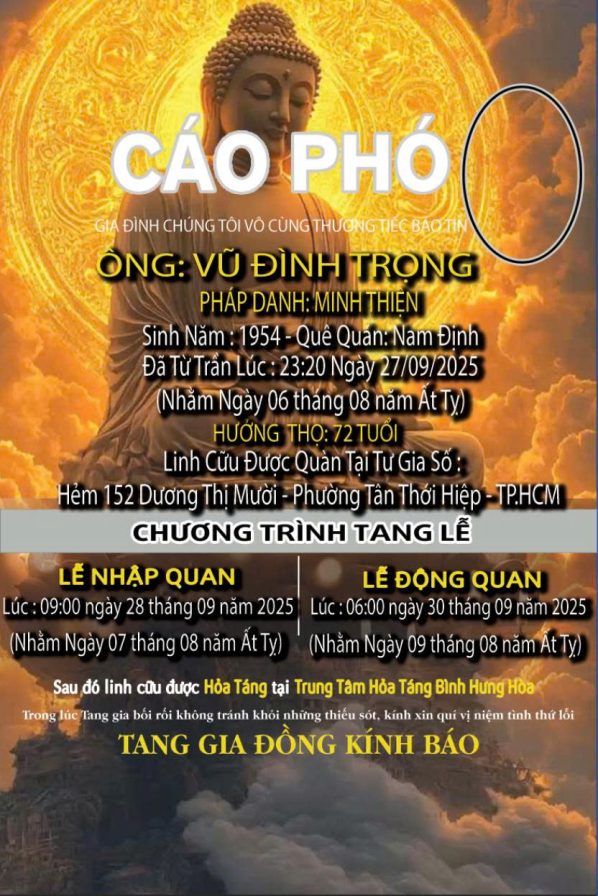Cáo phó đạo phật giáo PG04C